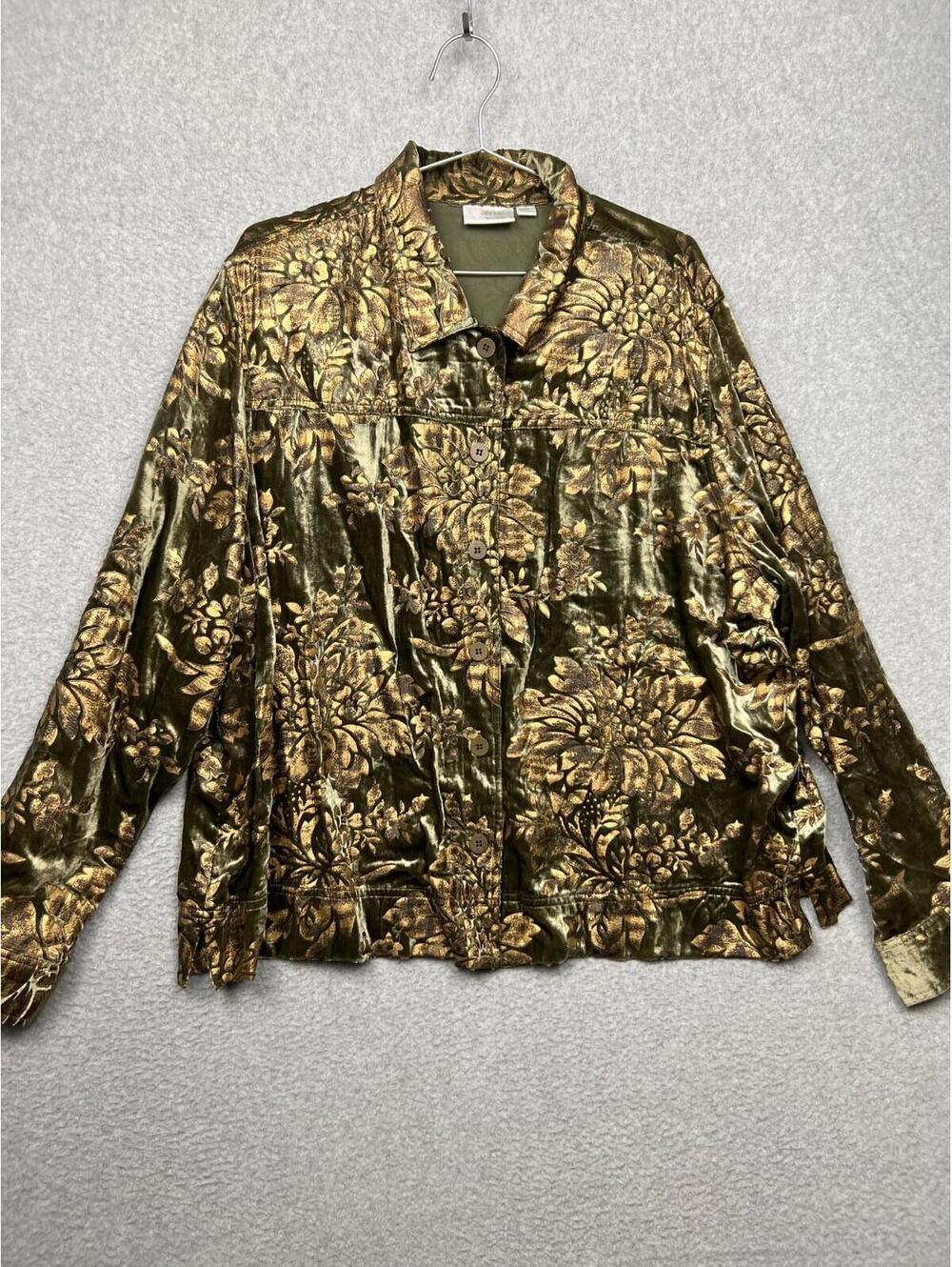 Vintage Erin London Velour Button Up Shirt Womens Plus 3X Long Boho Victorian